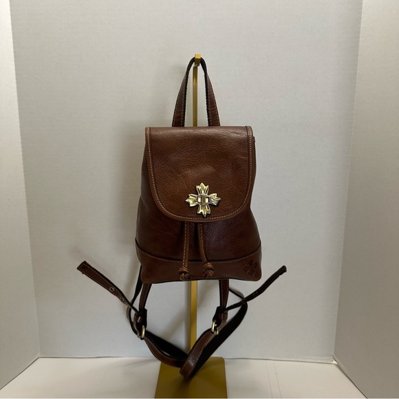 Patricia Nash Seluci Backpack – Cognac Leather with Drawstring & Clasp Closure - Picture 1 of 10